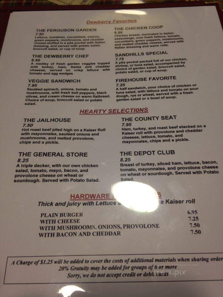 Online Menu of Dewberry Deli, Cameron, NC