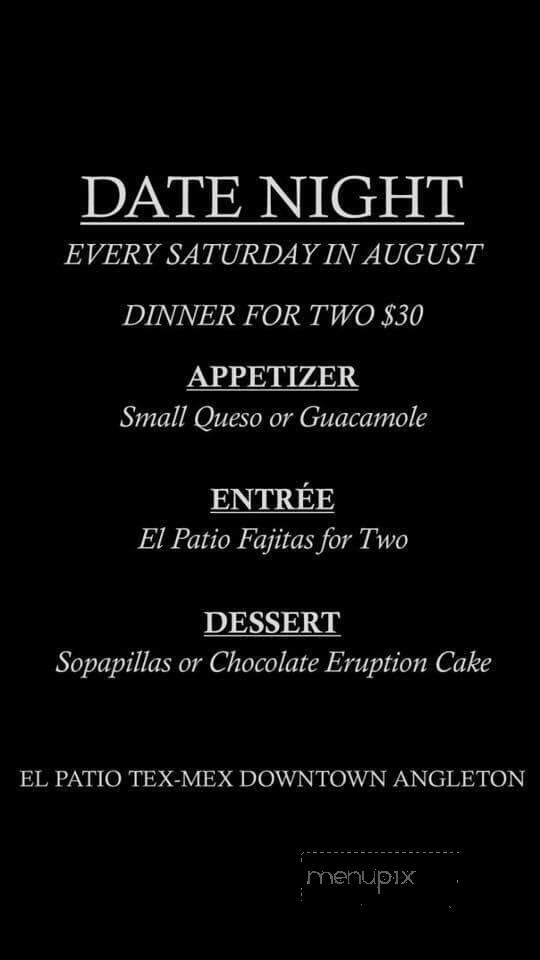 Online Menu of El Patio Mexican Restaurant, Angleton, TX