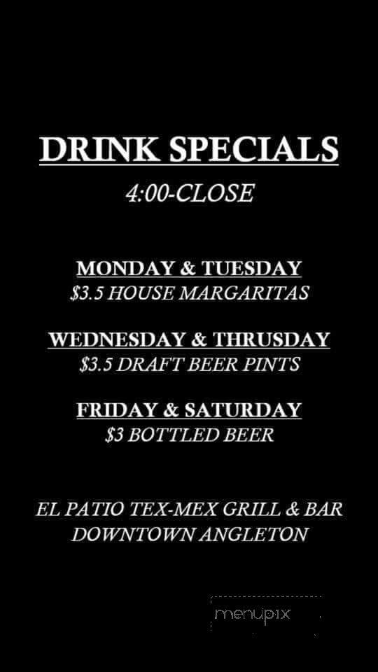 Online Menu of El Patio Mexican Restaurant, Angleton, TX
