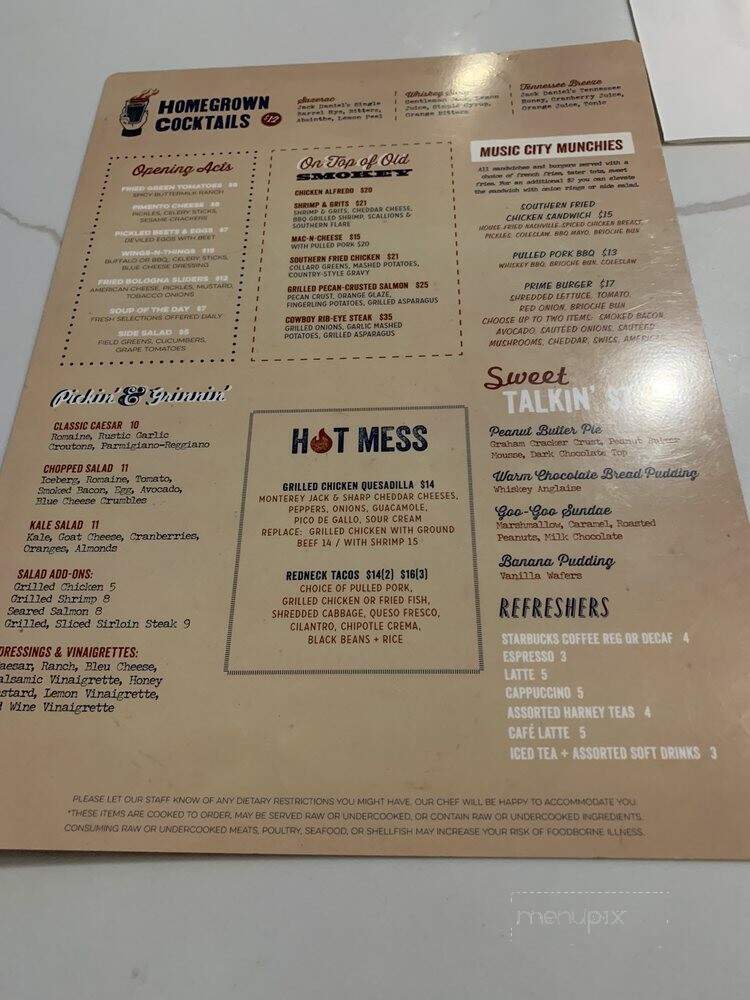 Menu of Old Hickory Grill in Nashville, TN 37214