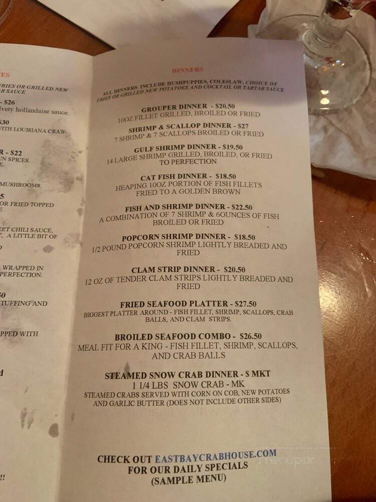 Menu of East Bay Crab House in Navarre, FL 32566