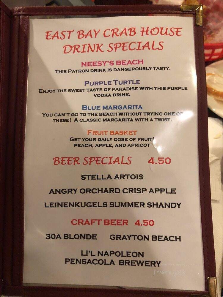 Menu of East Bay Crab House in Navarre, FL 32566