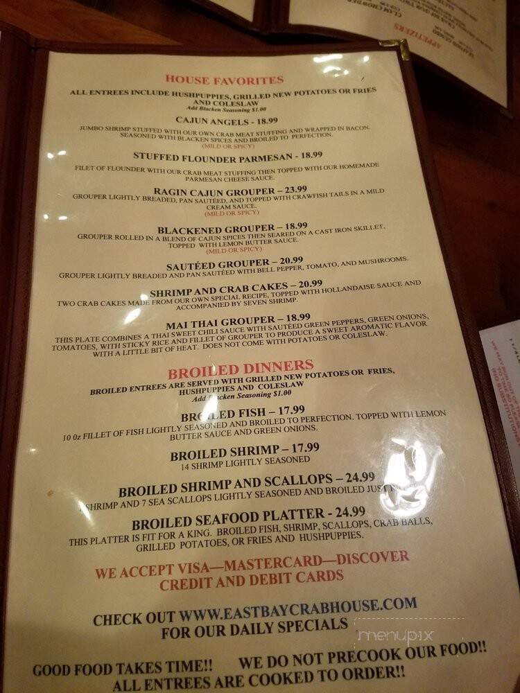 Menu of East Bay Crab House in Navarre, FL 32566