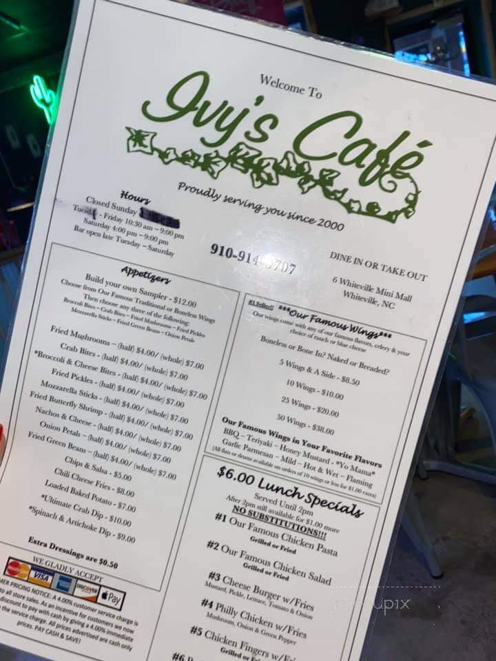 Online Menu of Ivy's Cafe, Whiteville, NC