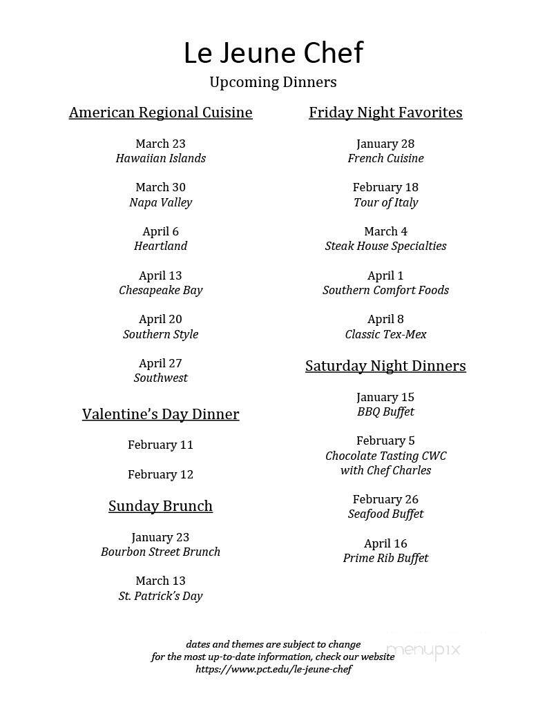 Menu of Lejeune Chef Restaurant in Williamsport, PA 17701