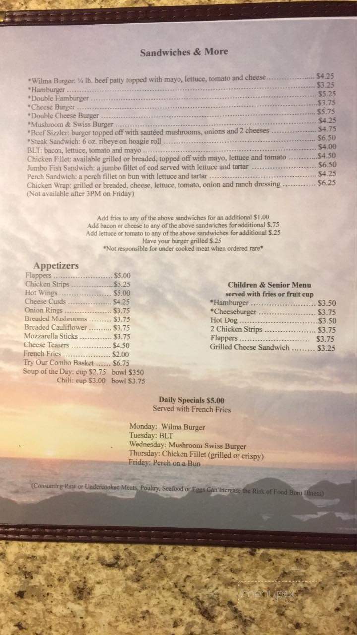 Menu of Marine House Tavern in WI 54143