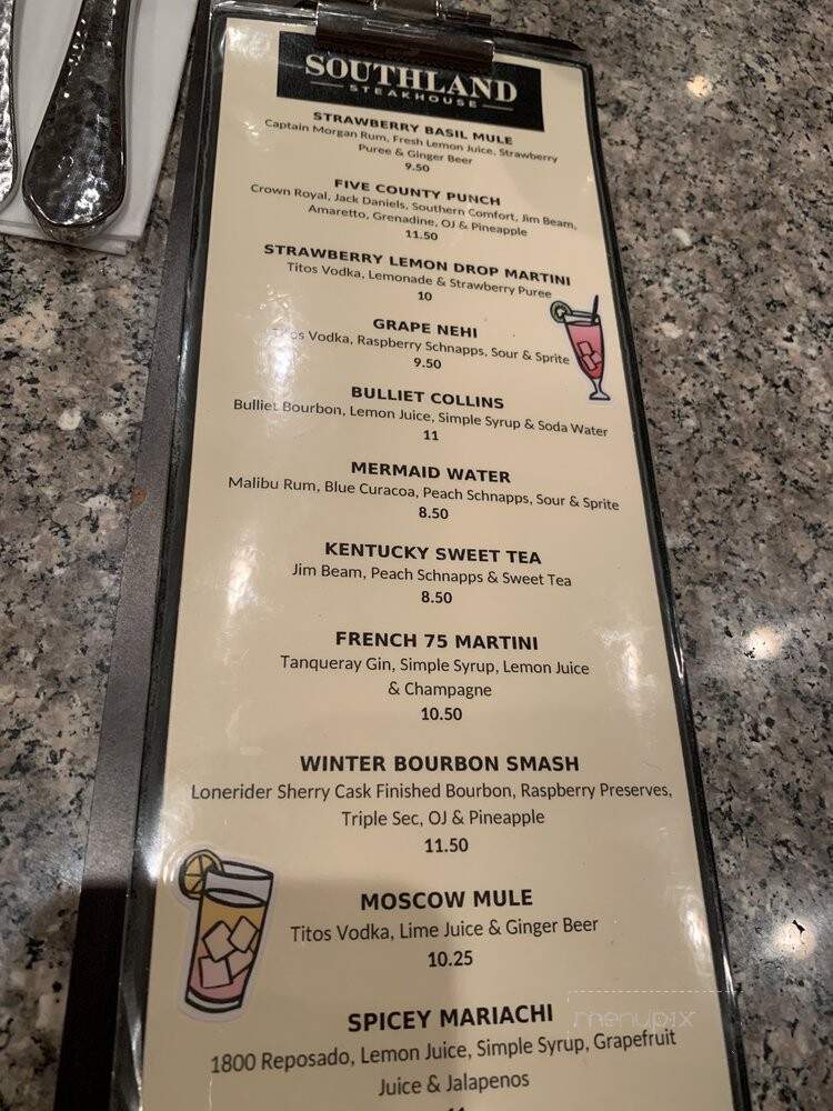 Menu of Southland Steakhouse in Zebulon, NC 27597