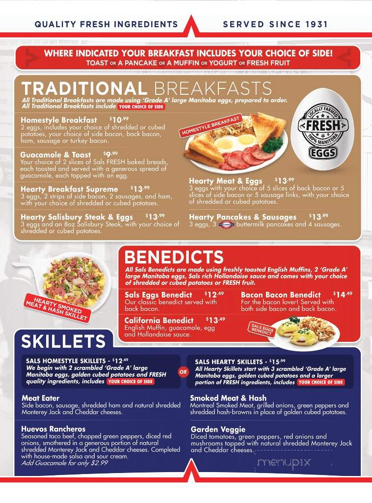 Menu of Salisbury House in Winnipeg, MB MB R2M