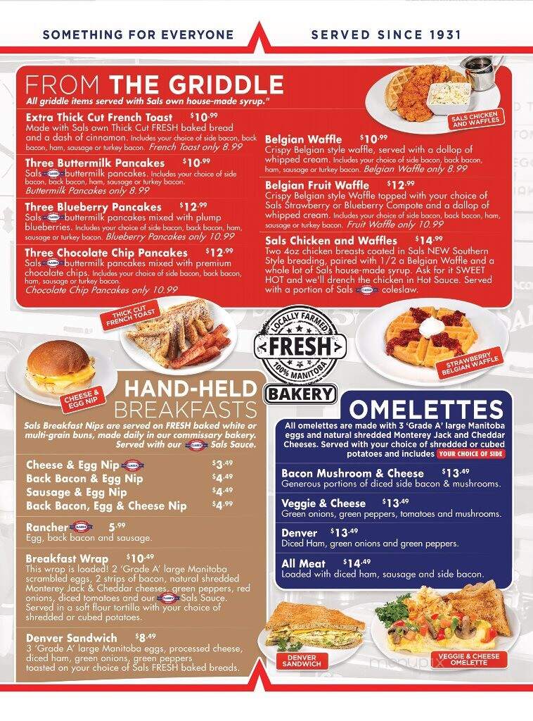 Menu of Salisbury House in Winnipeg, MB MB R2M