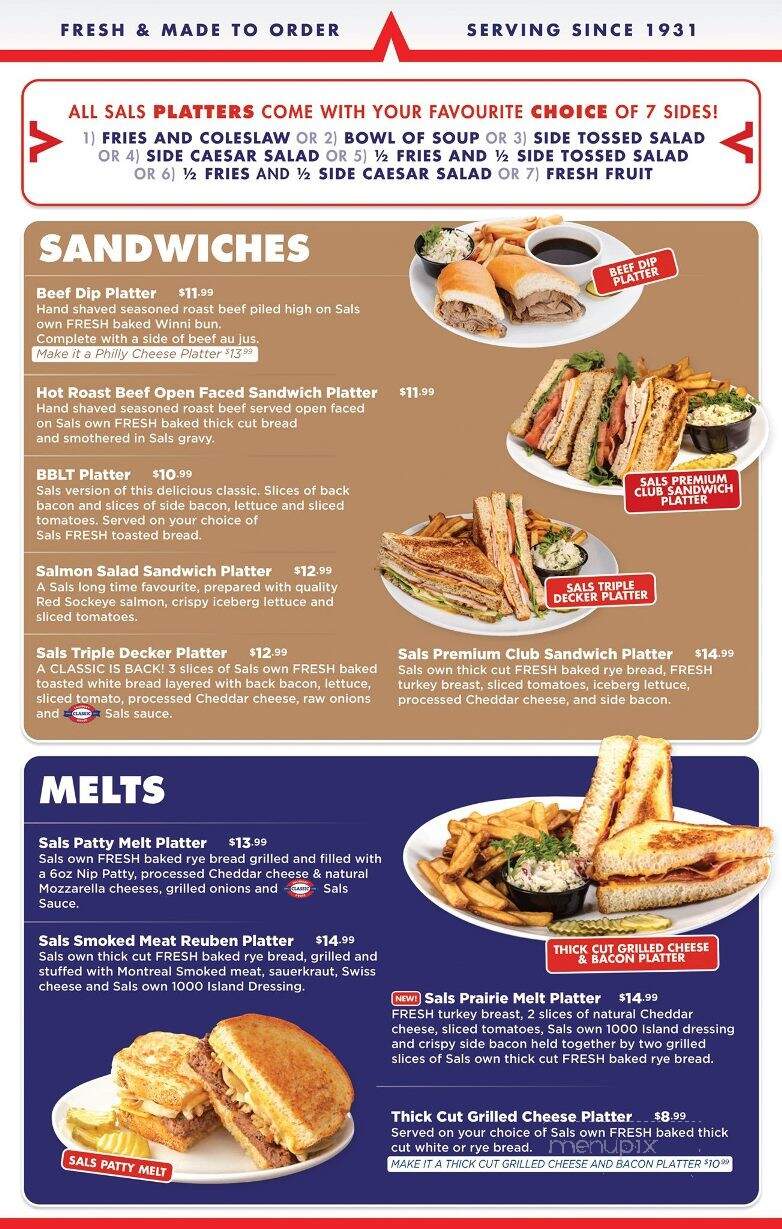 Menu of Salisbury House in Winnipeg, MB MB R2M