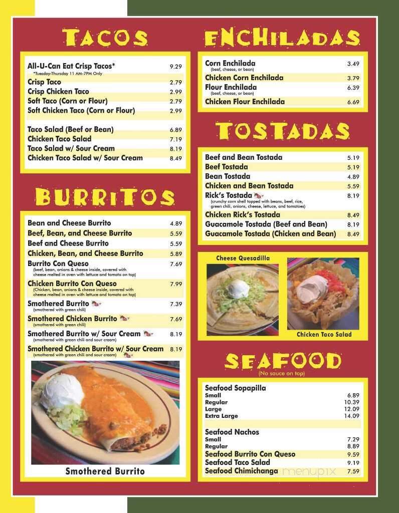 Menu of La Paloma Mexican Restaurant in Mount Vernon, OH 43050