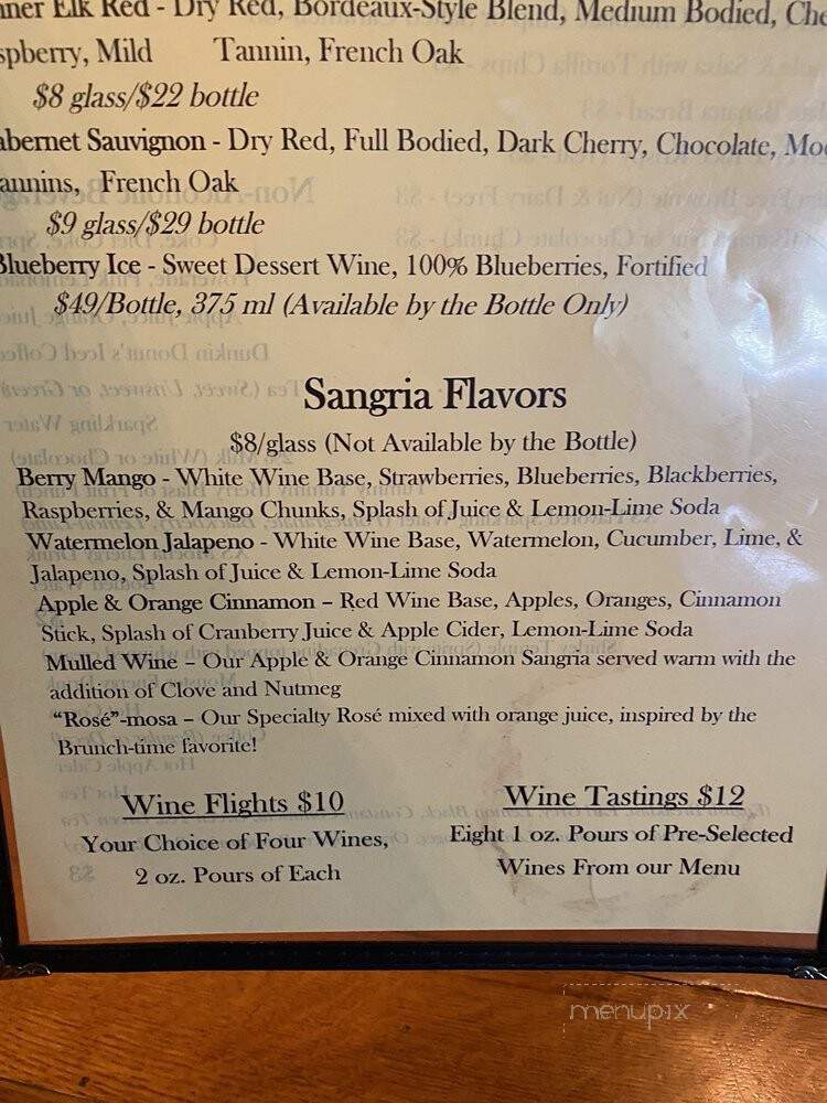 Online Menu of Banner Elk Winery & Villa, Banner Elk, NC