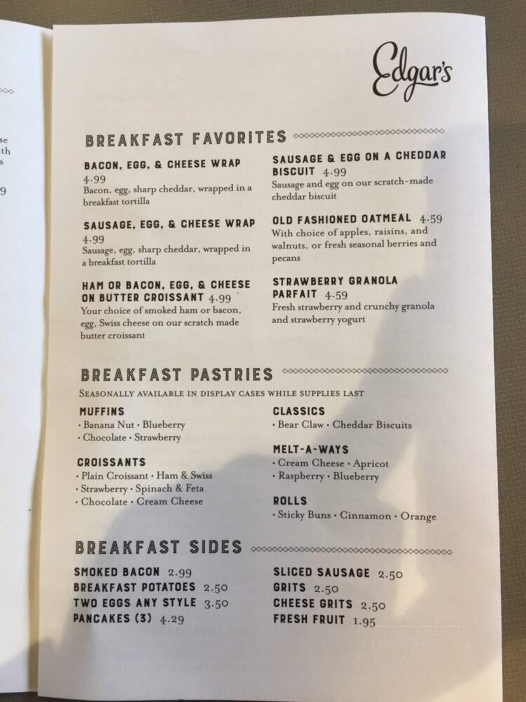 Menu of Edgar's Bakery in Huntsville, AL 35806