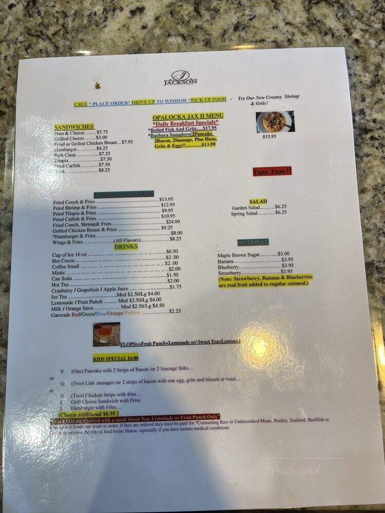 Menu of Jackson Soul Food in Opalocka, FL 33054