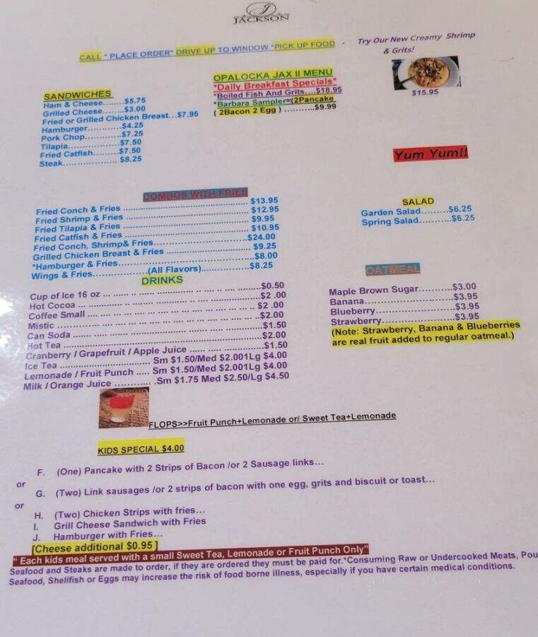 Menu of Jackson Soul Food in Opalocka, FL 33054