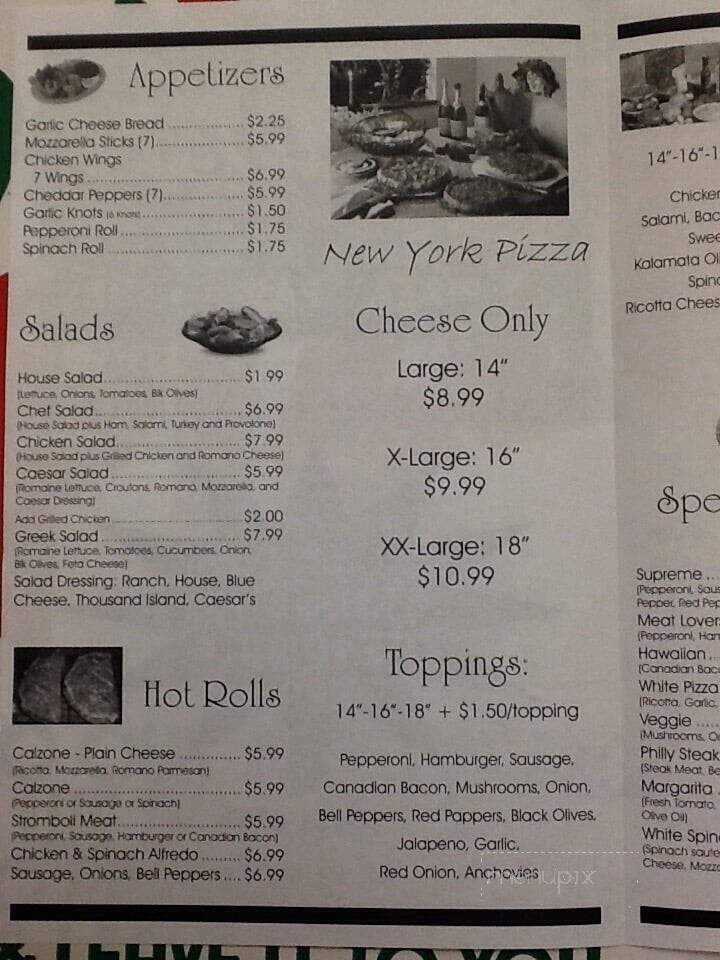 Menu of Italiano's Pizza Pasta and Subs in Temple, TX 76504