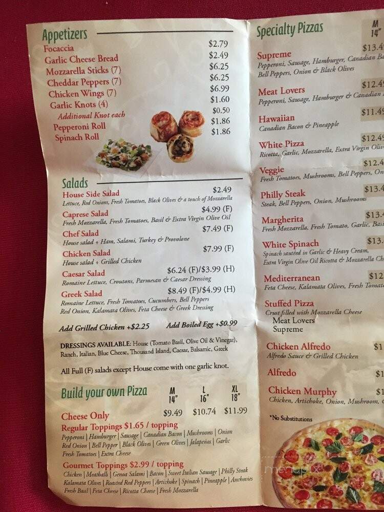 Menu of Italiano's Pizza Pasta and Subs in Temple, TX 76504
