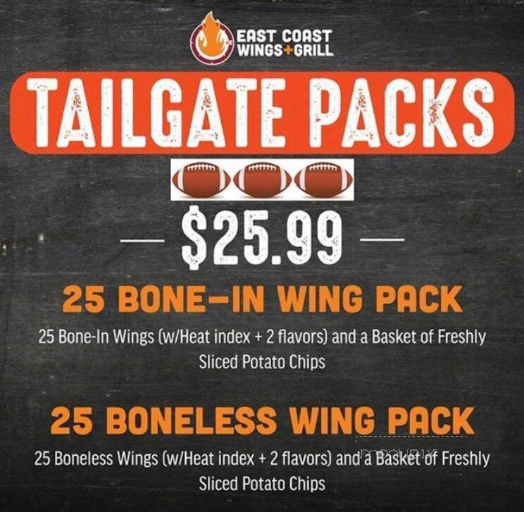 Online Menu of East Coast Wings, Kinston, NC