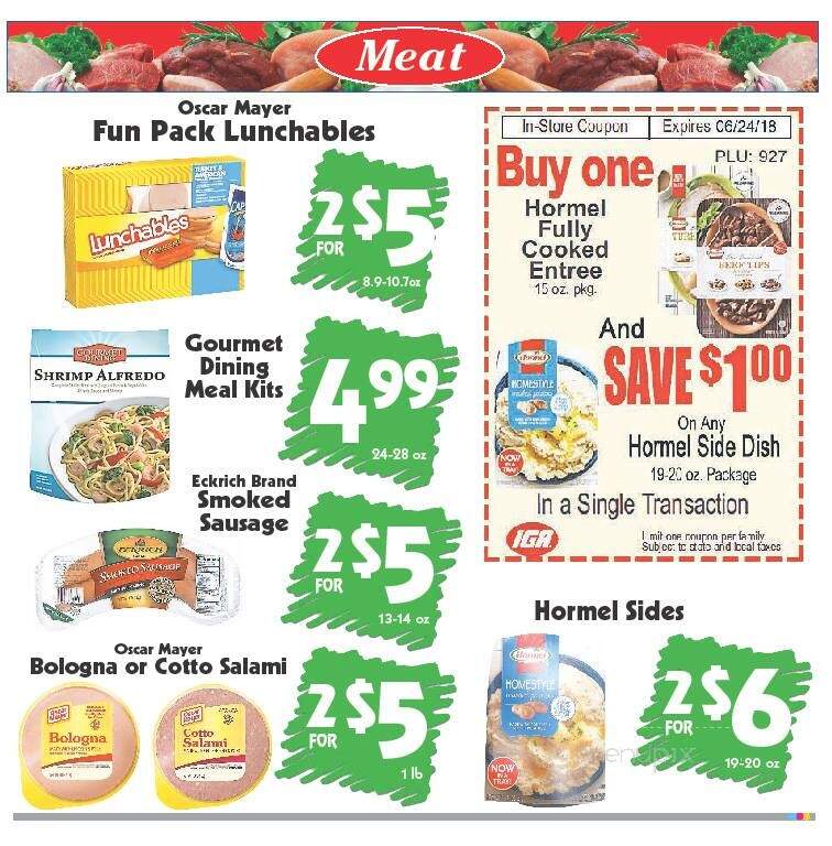 Menu of Martin's Iga Plus in Effingham, IL 62401