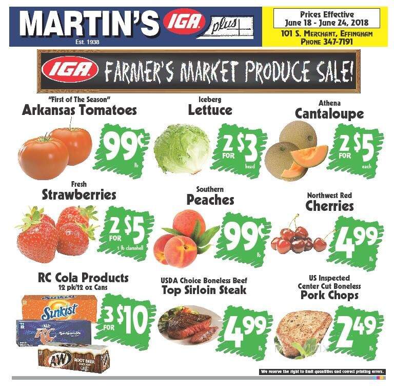 Menu of Martin's Iga Plus in Effingham, IL 62401