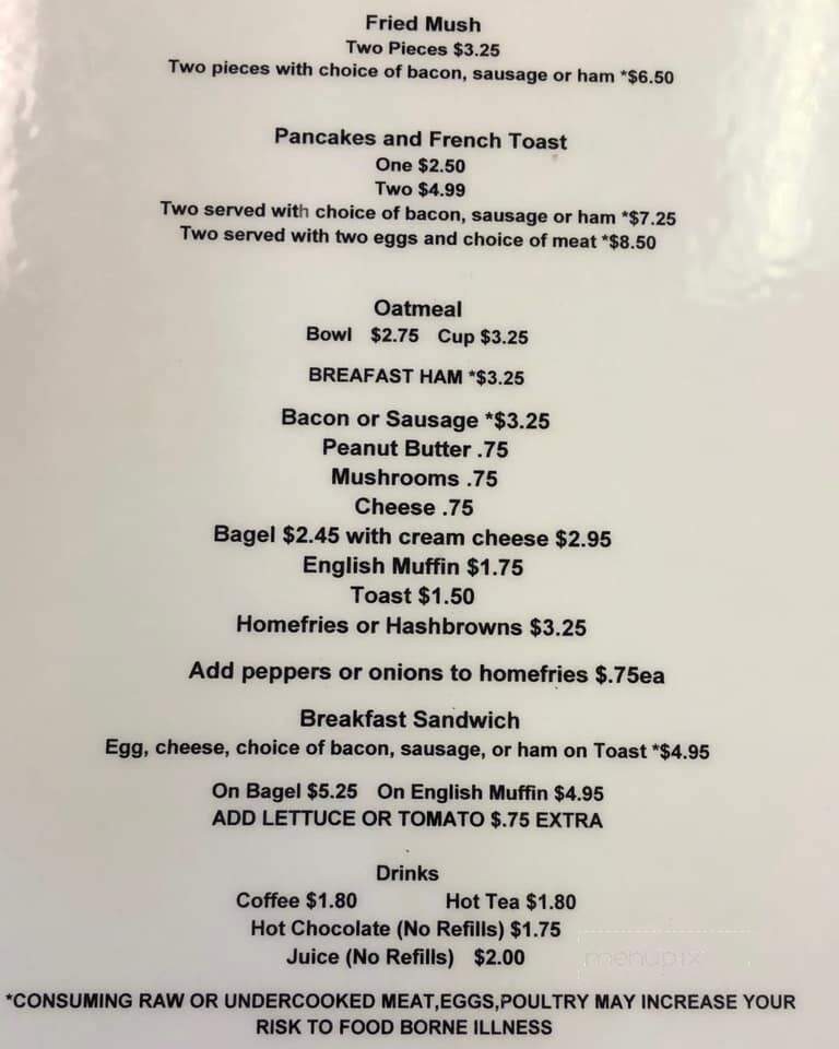 Menu of Corner Kitchen in Mercer, PA 16137