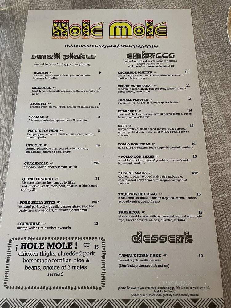 Online Menu of Hole Mole, Tulsa, OK