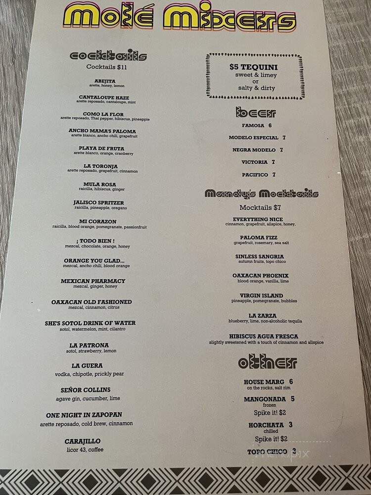 Online Menu of Hole Mole, Tulsa, OK