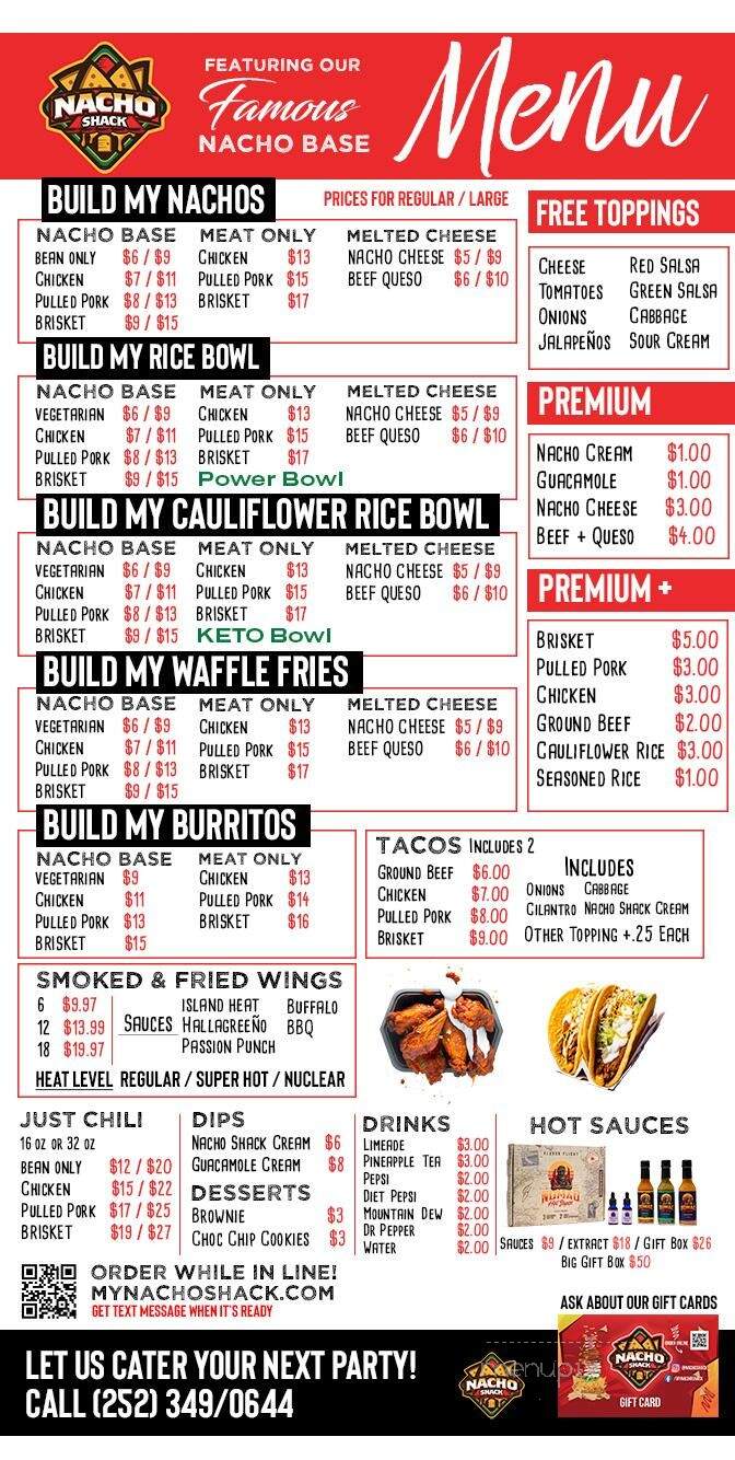 Menu of Nacho Shack in Havelock, NC 28532