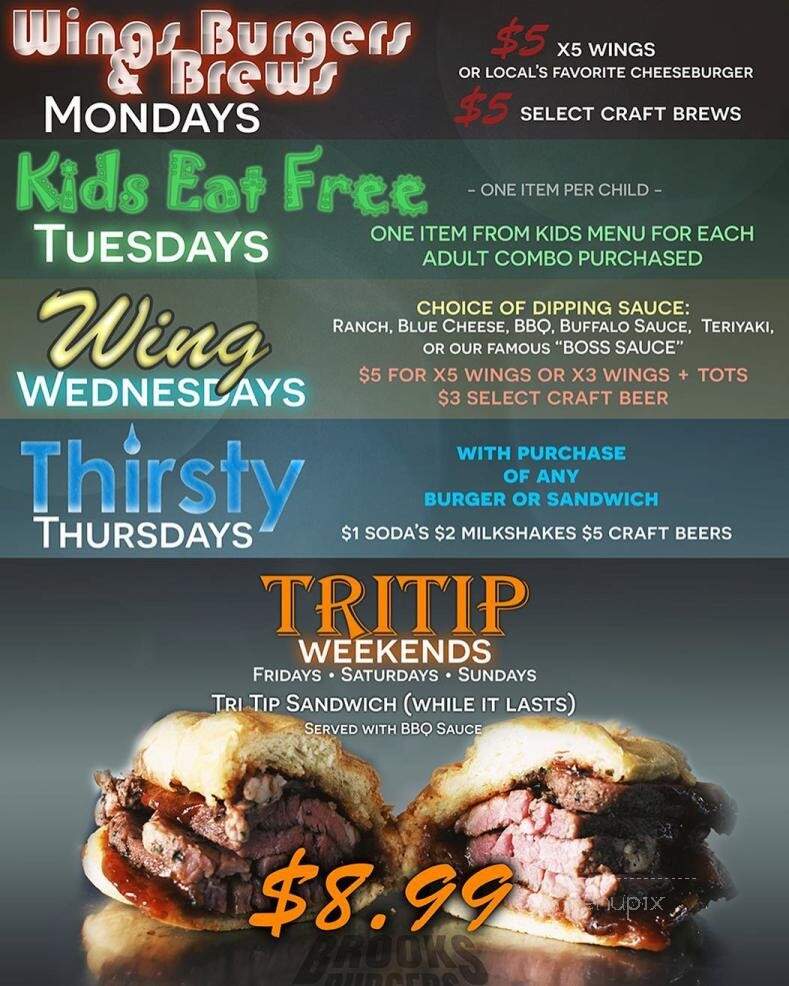 Menu of Brooks Burgers in Pismo Beach, CA 93449