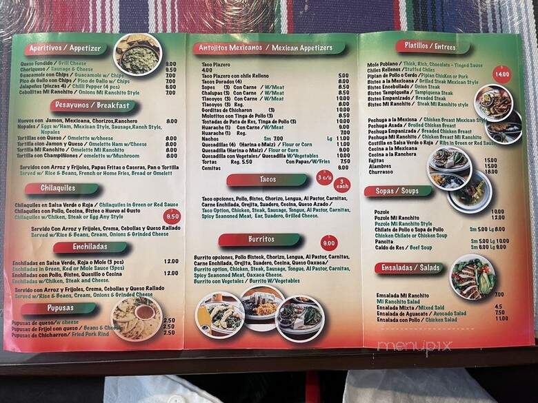 Menu of Mi Ranchito in Cliffside Park, NJ 07010