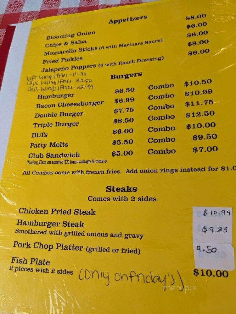 Online Menu of Downtown Elgin Cafe and BBQ, Elgin, TX