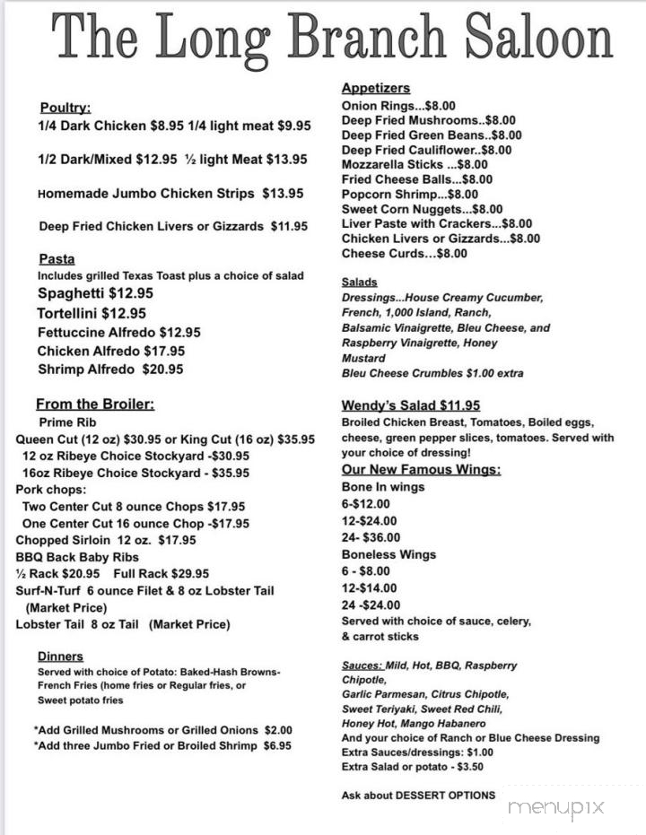 Menu of Long Branch Saloon in Amboy, IL 61310