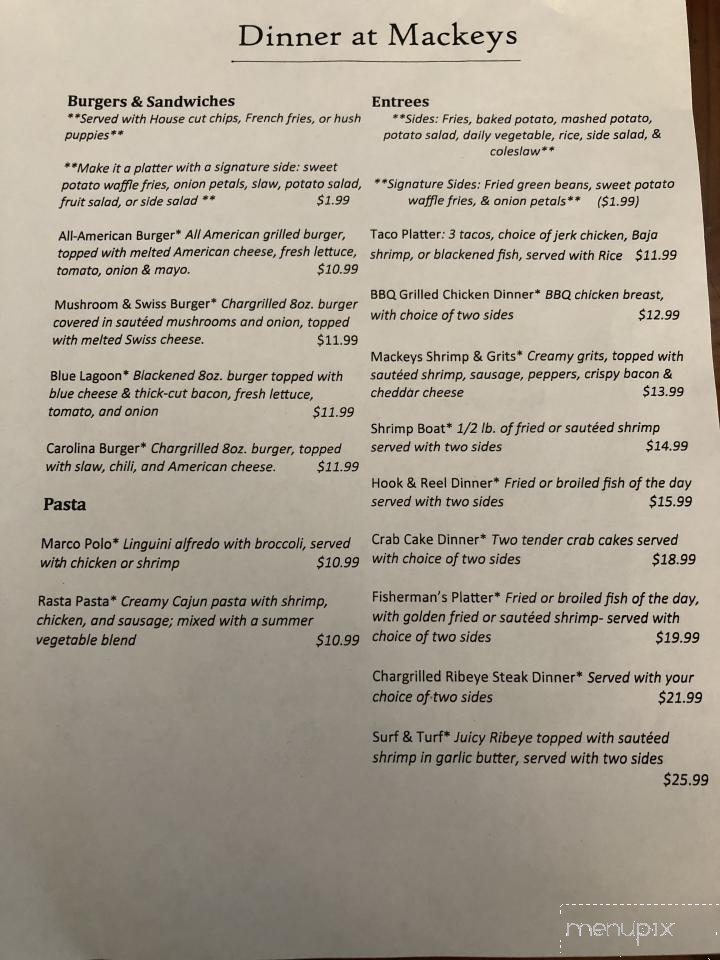 Online Menu of The Landing at Mackeys, Roper, NC