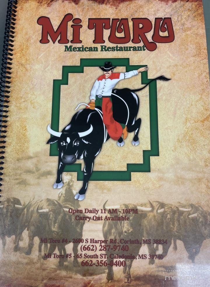 Menu of Mi Toro Mexican in Caledonia, MS 39740