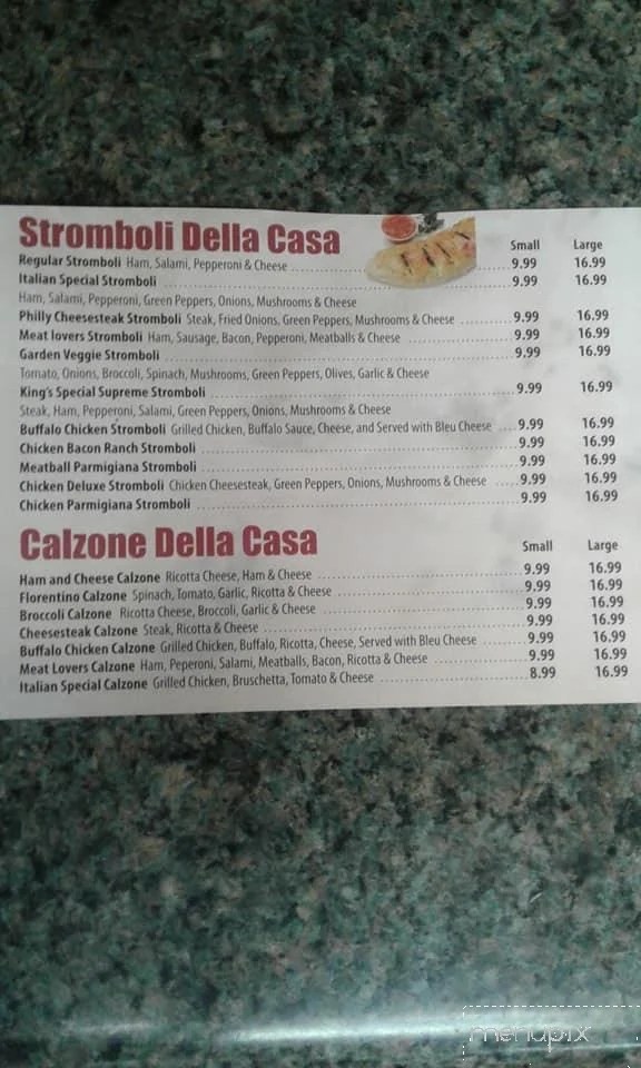 Menu of King's Pizzeria in Berwick, PA 18603