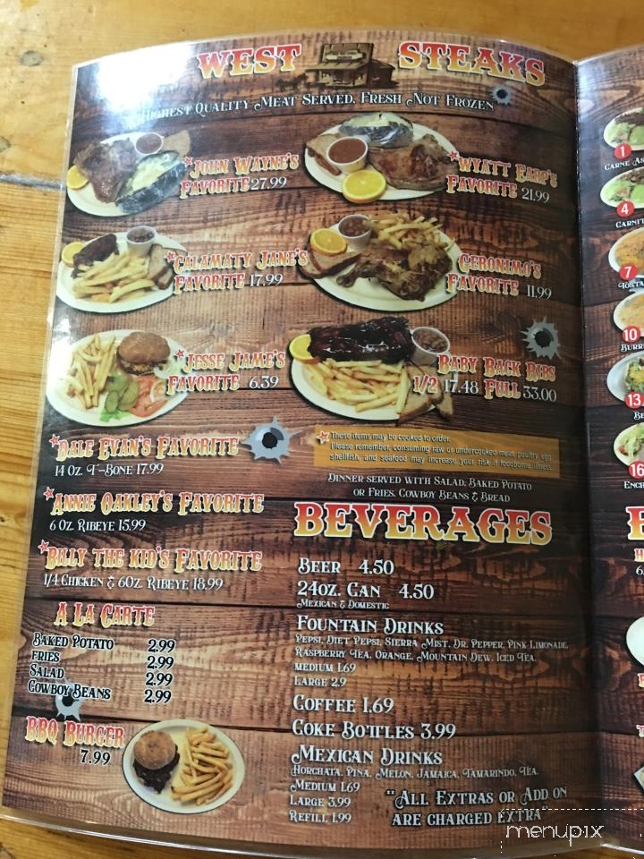 Online Menu of Wild West Cowboy Steakhouse, Buckeye, AZ