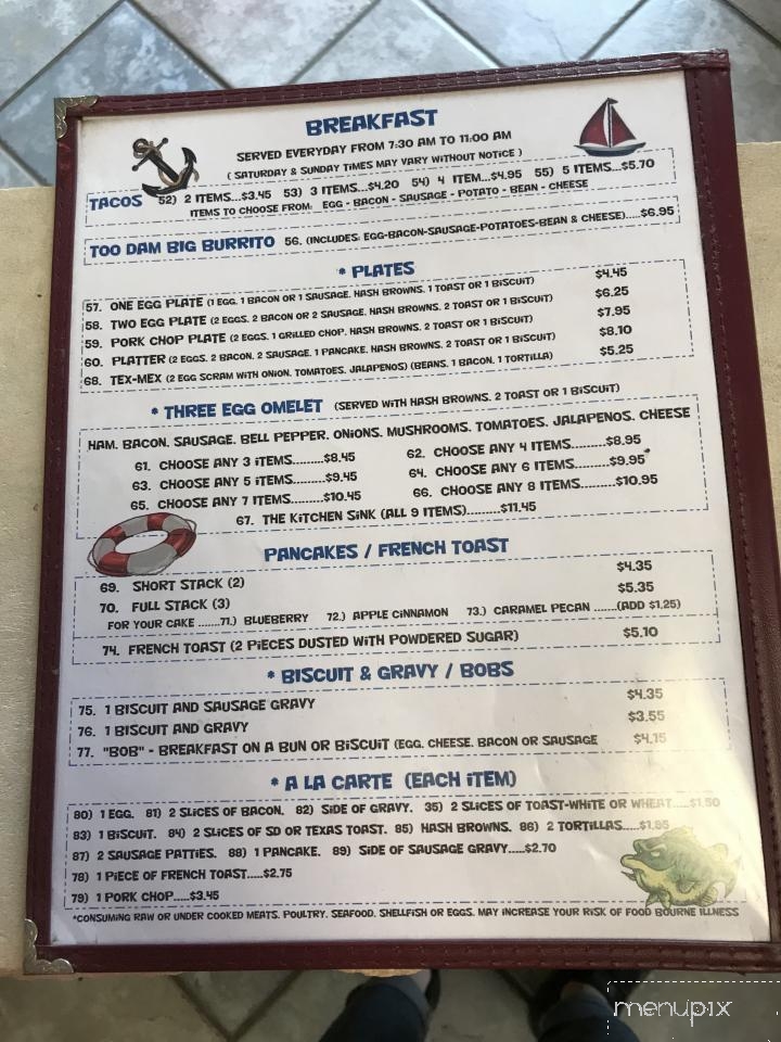 Online Menu of The Dam Grill, Buchanan Dam, TX