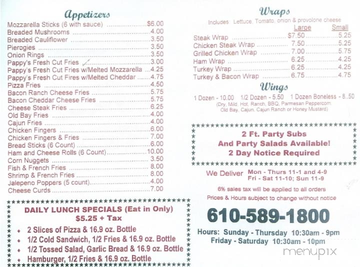 Menu of Justino's Pizza in Newmanstown, PA 17073