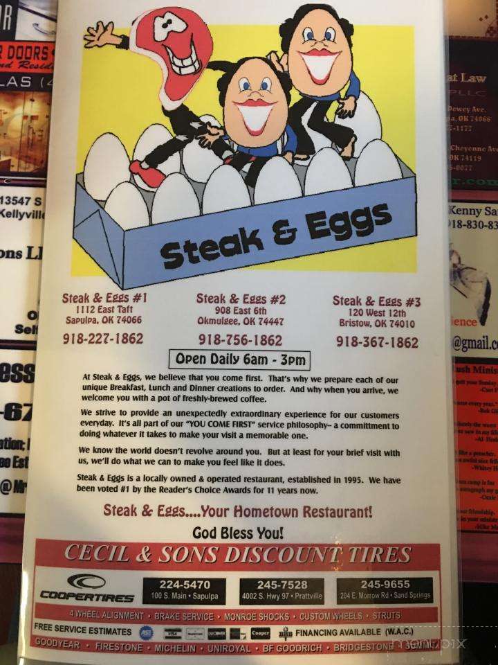 Online Menu of Steak & Eggs, Sapulpa, OK
