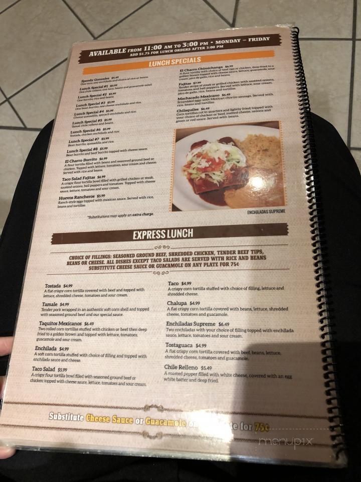 Menu of El Charro in Claremore, OK 74019