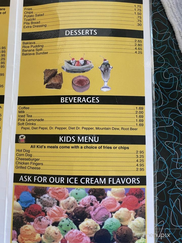 Menu of Alex's Grill and Ice Cream in East Bend, NC 27018