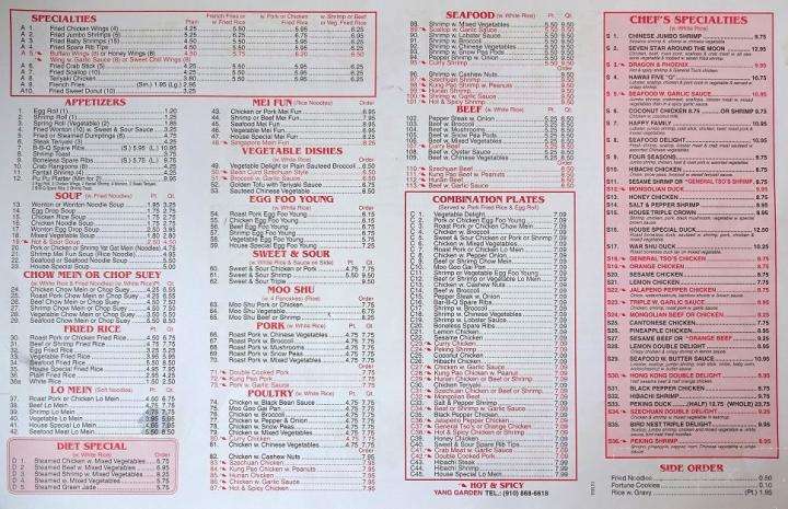 Menu of Yang Garden in Fayetteville, NC 28304