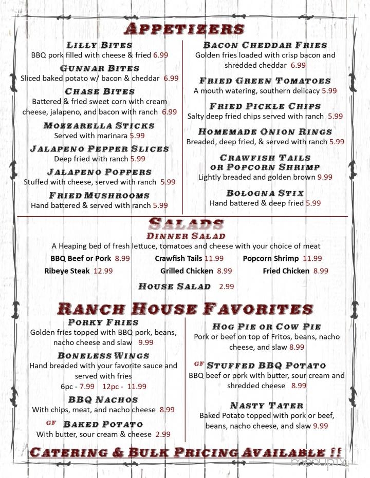 Menu of Wright's Ranch HouseSheridan in Sheridan, AR 72150