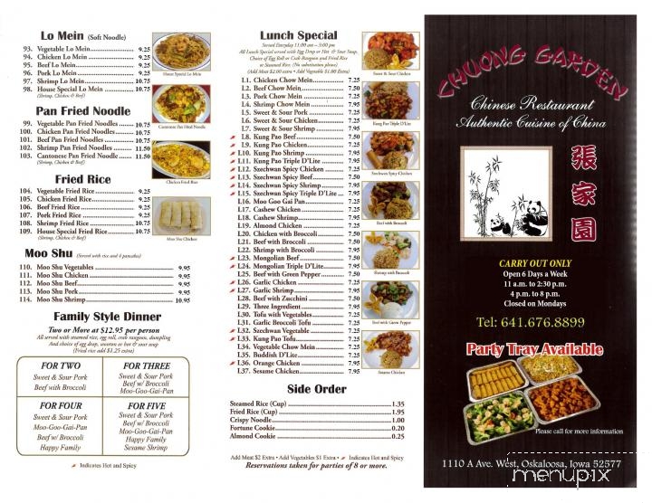 Menu of Chuong Garden in Oskaloosa, IA 52577