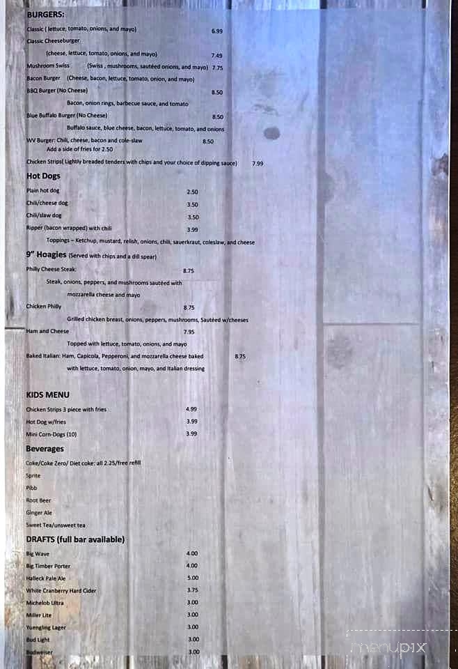 Menu of Whitetail Crossing in WV 26508