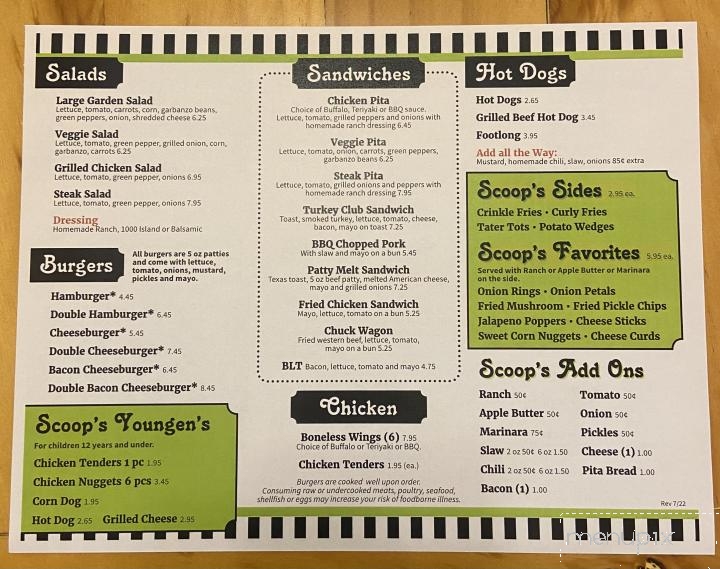 Online Menu of Southern Scoops, Jefferson, NC