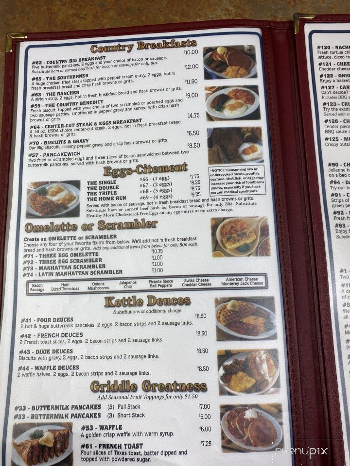 Menu of Kettle Restaurant in Bryan, TX 77802