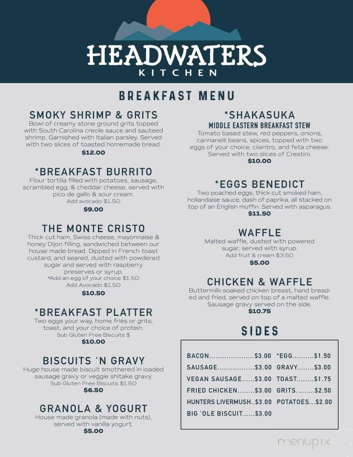 Online Menu of Headwaters Kitchen, Old Fort, NC