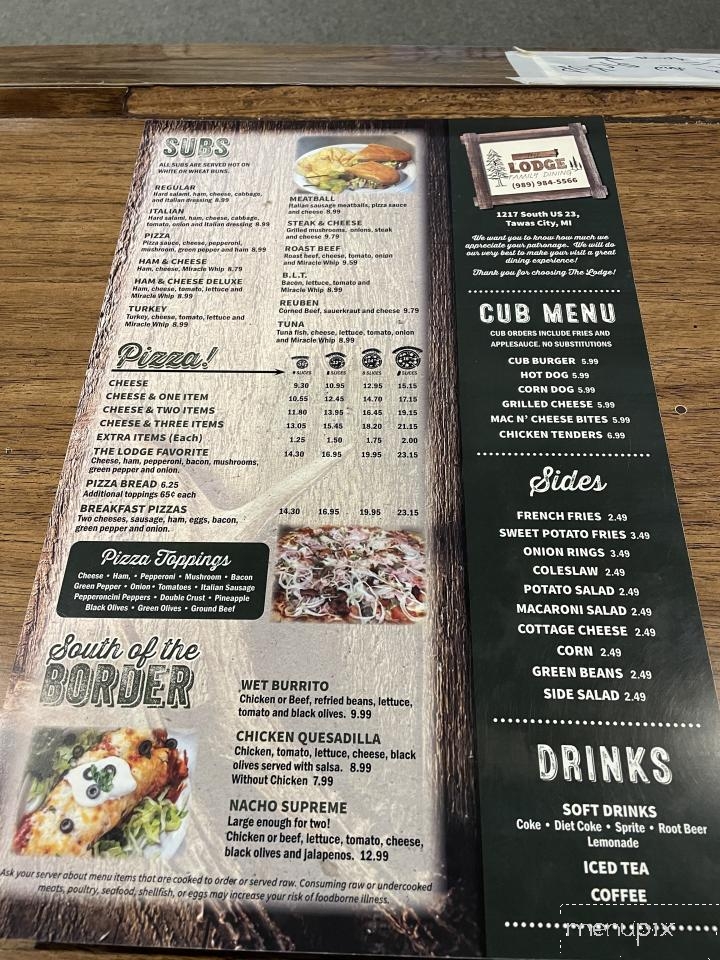 Menu of The Lodge in Tawas City, MI 48763