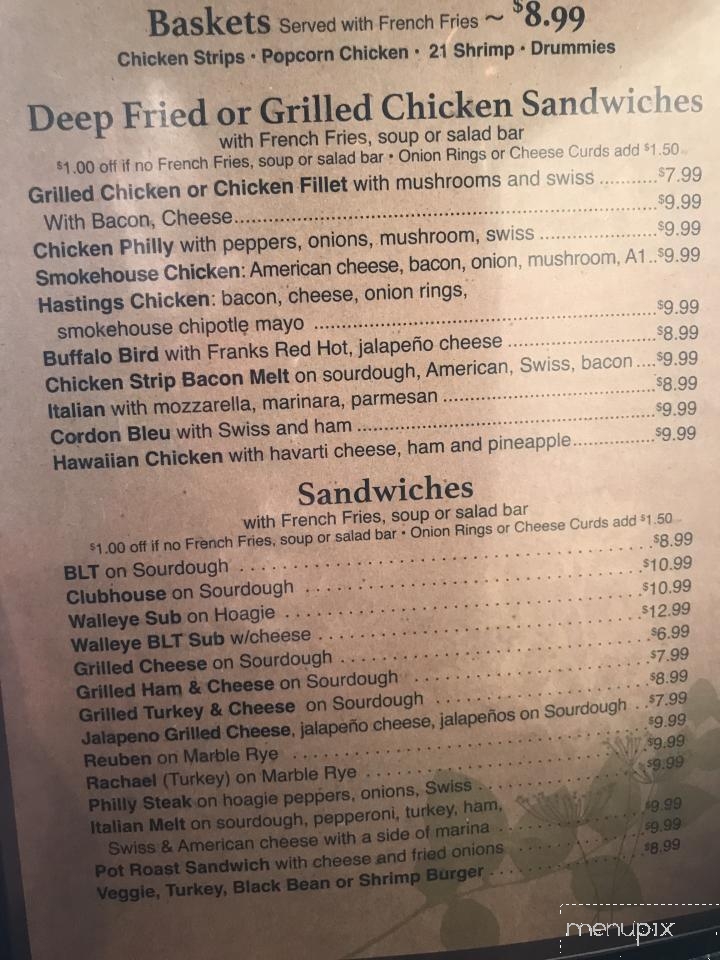 Menu of Hastings Landing in Drayton, ND 58225